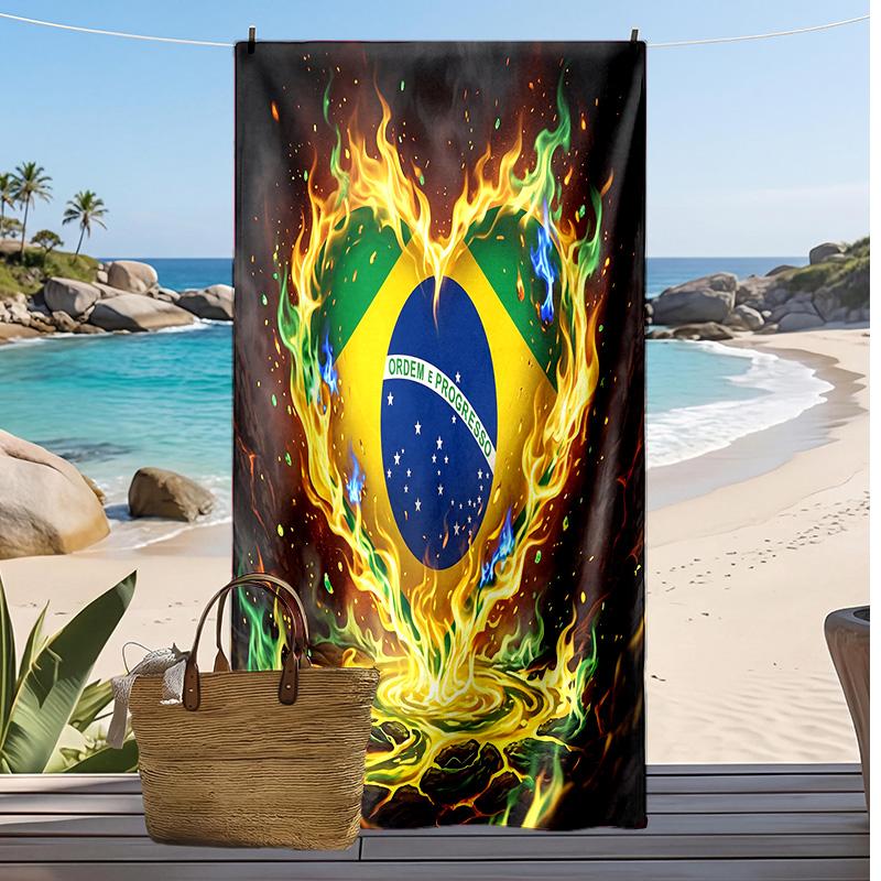 Brazilský fotbalový potisk Plážová osuška Rychleschnoucí Super savá Měkká osuška do koupelny na plavání Pláž Cestování Fanouškovský Suvenýr Dárek