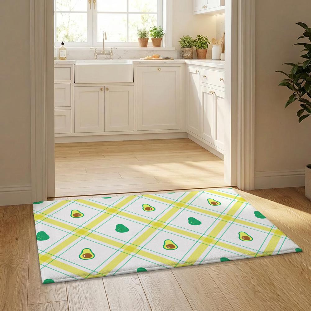 Avocado Muster Fußmatte Flanell Türvorleger Rutschfest Schlafzimmer Wohnzimmer Heimdekoration