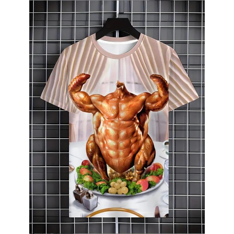 Sommer Herren T-Shirt Lustiges Gedrucktes Muster Kurzarm Sommer Outdoor Mode Rundhals Tops Übergröße Locker Herrenbekleidung