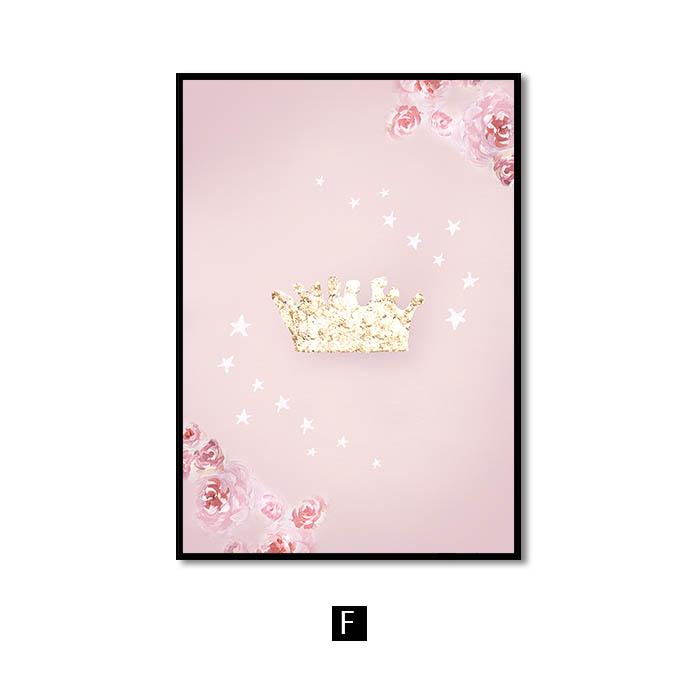 Pink Nursery Girl Flower Wall Art Canvas Painting Horse Swan Nordic Posters and Prints Wall Pictures for Living Room Kids Room