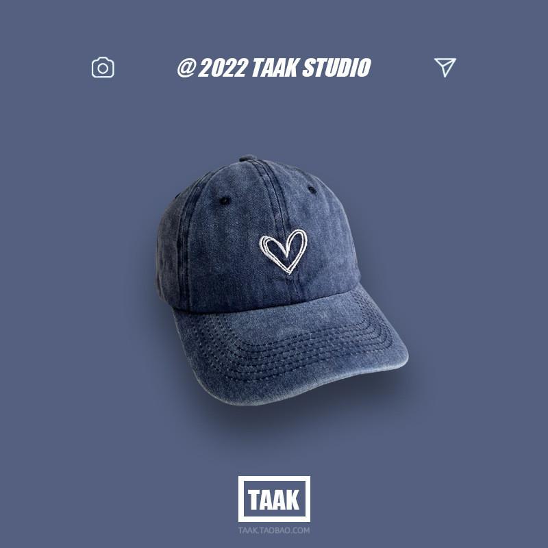 Stylish Cotton Adjustable Heart Embroidered Baseball Cap For Women Sun Protection