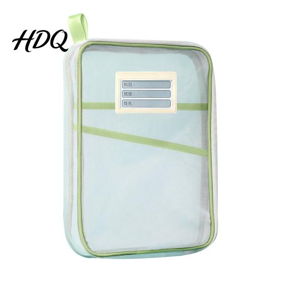Clear Zipper Pouch Mesh File Bag A4 Letter Size 3-Layer Transparent Stationery
