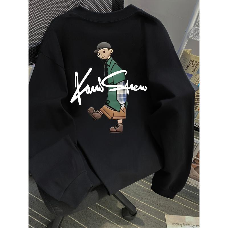 Lightweight Skin-Friendly Men s Crew Neck Sweatshirt, Warm for Weekend Errand XXL чёрный