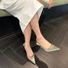 Elegant Hollow Pointed Toe Designer Shoes Women Comfortable Silk Fine Heel Women Sandals Fashion Back Strap Office Shoes Ladies