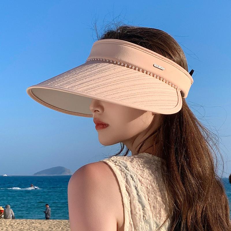 Summer Outdoor Sun Hat With Pearl Embellishments For Women Sun Protection And Breathability