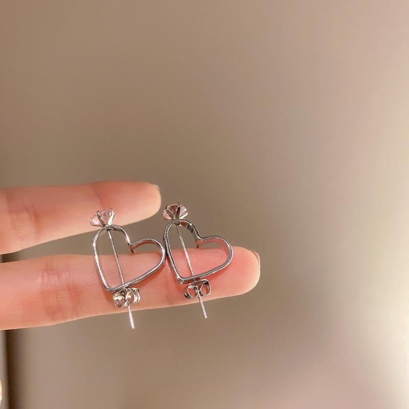 ANENJERY Mode Ausschnitt Herz Ohrringe für Frauen Schmuck Silber Ohrringe Verlobung Hochzeit Paar Geschenke