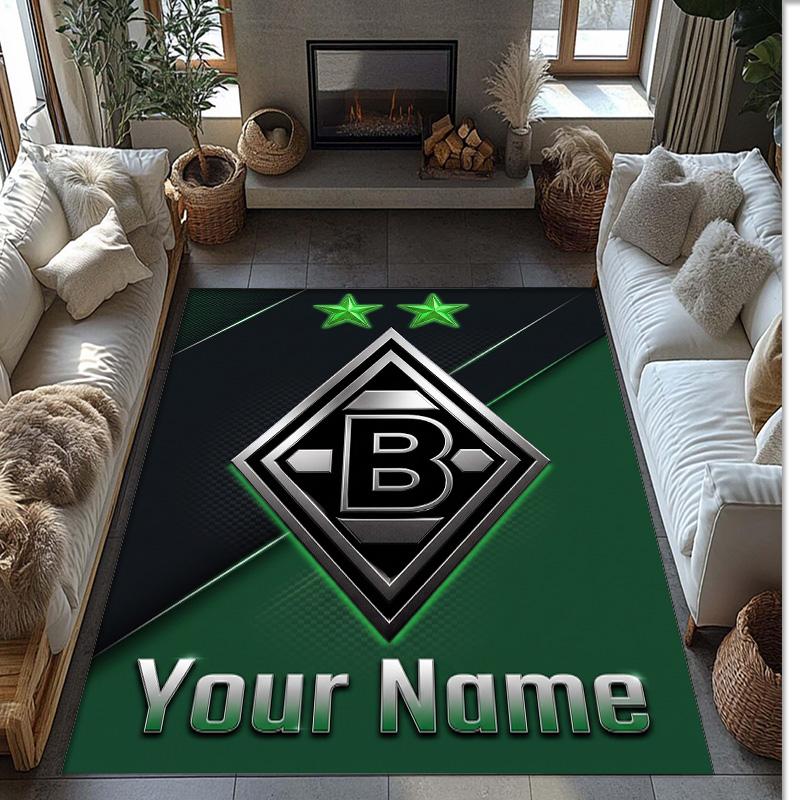Tappeto in Cristallo Velluto Stampato Borussia Mönchengladbach Tappeto Antiscivolo in Cristallo Velluto Per Divano Camera da Letto Decorazione Interna per la Casa