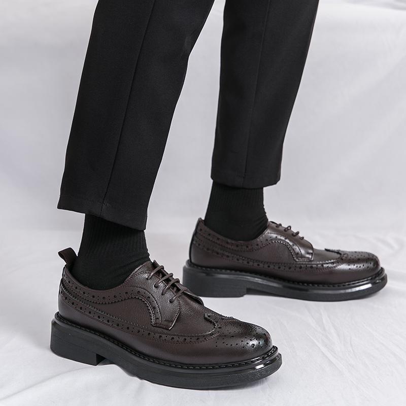 Módní boty v britském stylu pro muže z pravé kůže, společenské formální oxfordky, kvalitní kožená prodyšná pohodlná svatební obuv