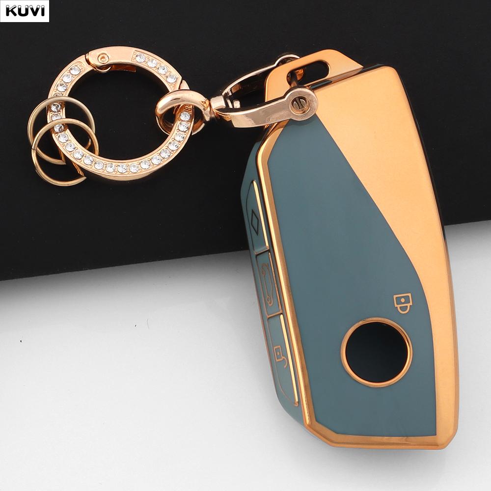 TPU Golden Key Case Cover Holder Fob Keychain For BMW G07 X7 LCI U11 X1 G70 7 Series G09 XM F98 X4M LCI G18 X5 G81 M3 I20 IX