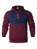 New Casual Men's Hooded Sweatshirt Contrasting Color Splicing Plus Velvet Pullover Handsome Top