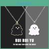 Black And White Ghost Necklace Halloween Gift Alloy Pendant Cartoon Style Regular Chain