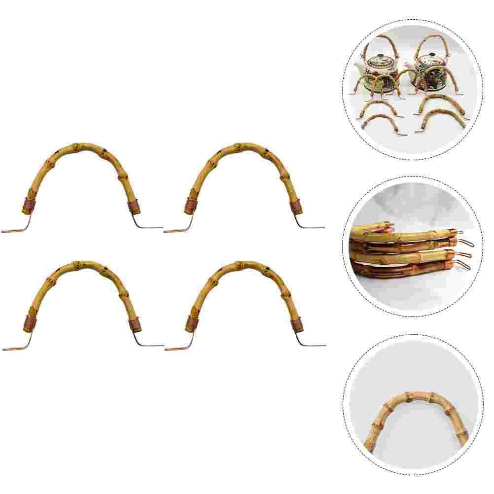 4pcs U Shape Teapot Handle Kung Fu Tea Pot Bamboo Woven Handle Wired Teapot Handle Replacement For Ceramic Pot Pottery Pots