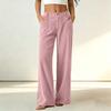 Women's Corduroy Dress Pants with Elastic Waist and Single Button Closure, Color Work Trousers