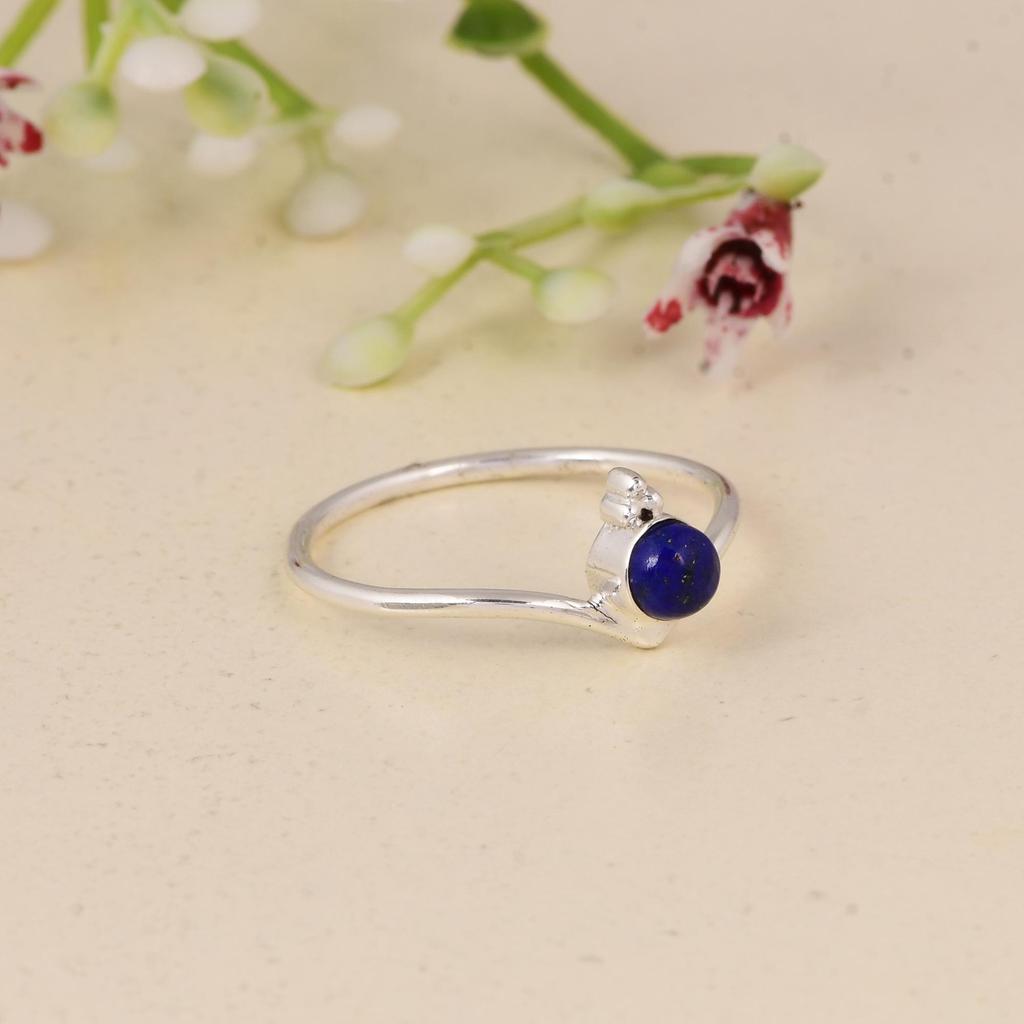 Lapis Lazuli Ring, 925 Sterling Silver Minimalist Ring, Gift for her, Mother's Day Gifts.