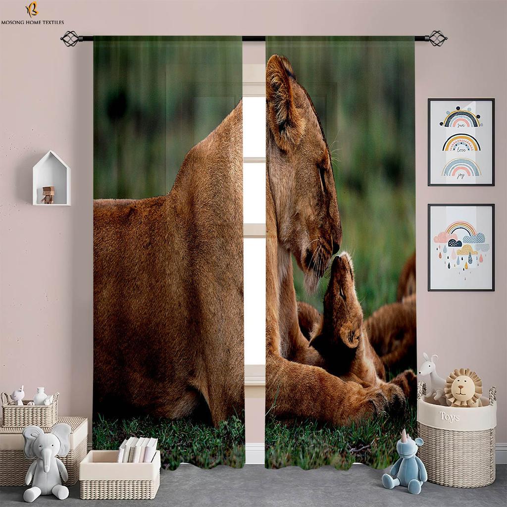 Tiger Lion Animal 3d Printing Curtains 100% Polyester Rod Pocket Curtains Living Room Study Kitchen Bedroom Decorative Curtains