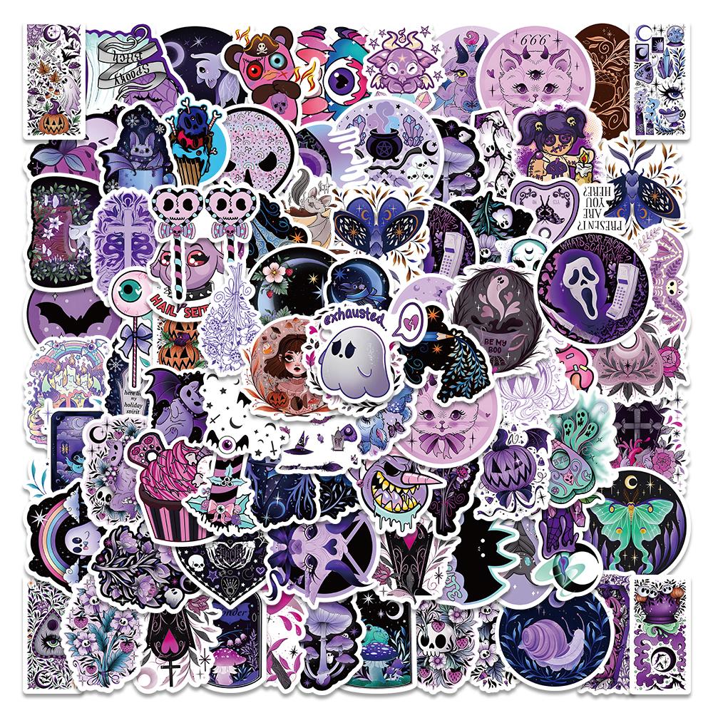 50 100Pcs Cute Cartoon Gothic Evil Witch Ghost Stickers Luggage Guitar Fridge Car Scooter Halloween Sticker Vinyl Decals