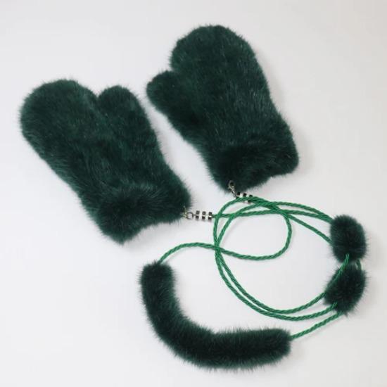 New Knitted Natural Mink Fur Gloves Women Winter Warm Good Elastic Mink Fur Mittens Russian Female Genuine Fur Glove