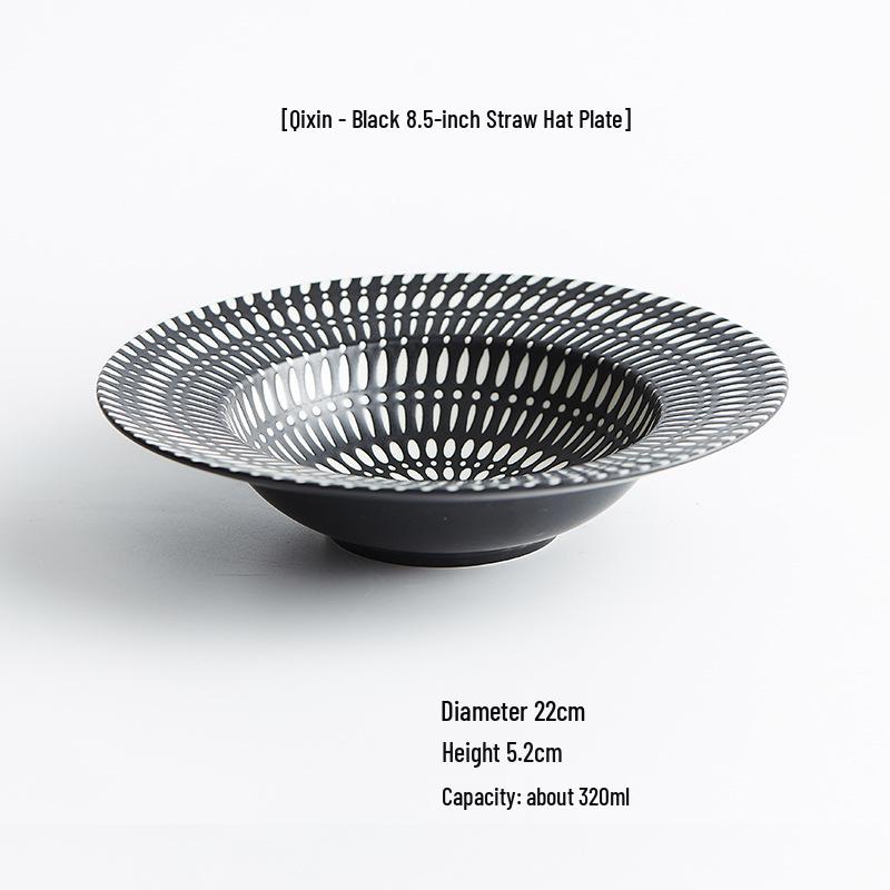 Yunhe Tang Printed Ceramic Straw Hat Plate - Creative Western Dinnerware for Pasta and Salad