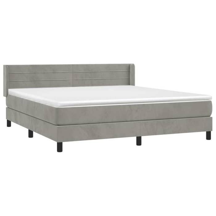 3131027 vidaXL Lit à sommier tapissier et matelas Gris clair 160x200cm Velours