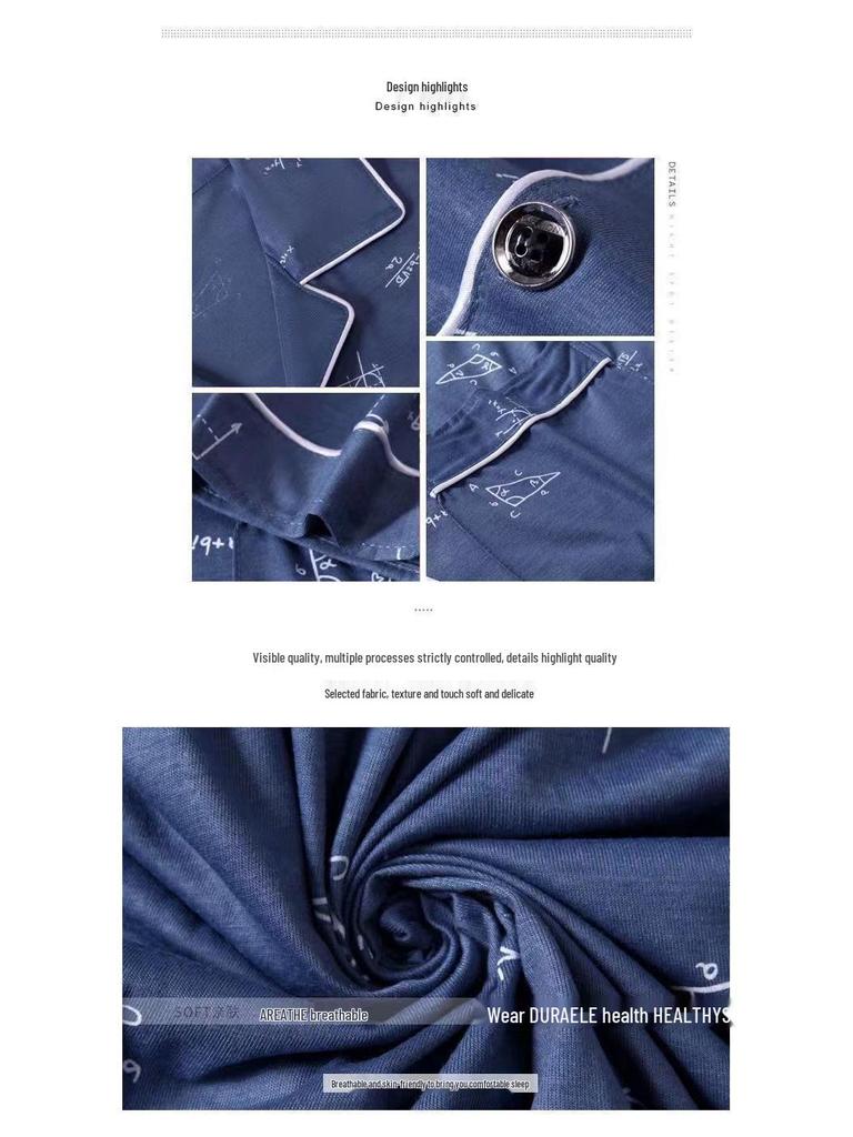 Men's Cotton Long Sleeve Pajamas - Spring To Winter, Plus Size, Stylish Youth Homewear