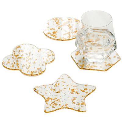 Acrylic Gold Foil Coaster Heat Insulation Table Mat Cup Pads Tea Cup Coffee Mug