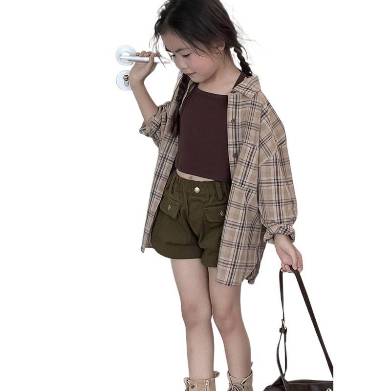 Stylish Cotton Summer Outfit Set For Girls Featuring Trendy Sleeveless Tank Top And Chic Overalls
