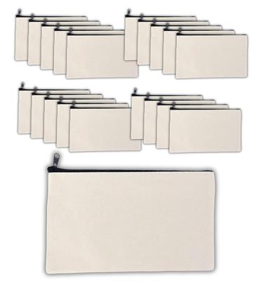 Set of 20 Plain Canvas Pouches with Perfect for Small Items or Pencil Beige Multi-Purpose Zipper, Cases,