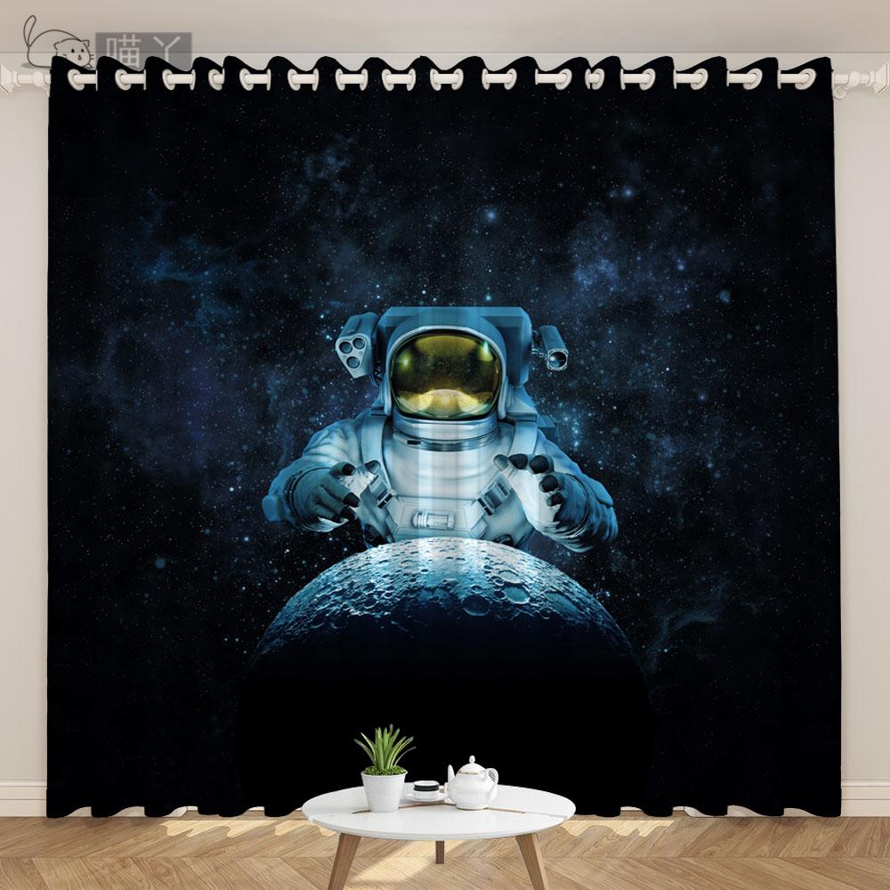 

Современные промышленные шторы Tech Astronaut Шторы для спальни Окна от пола до потолка Кухонные жалюзи cortinas Rideaux 2Panels (W50H130cm)-2pcs&Grommet Top