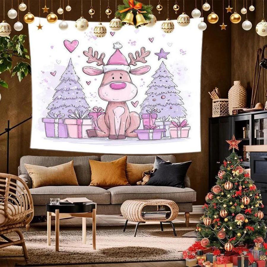 Christmas Gnome Tapestry Background Cloth Hanging Cloth Bedroom Bedside Decorative Wall Cloth Rental Dormitory Tapestry