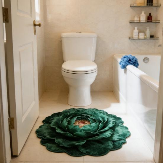 3D Blume Bereichsteppich Optische Illusion Blumenmuster Samtteppich Rutschfeste Plüschbodenmatte für Wohnzimmer Schlafzimmer Kinderzimmer Eingangsbereich