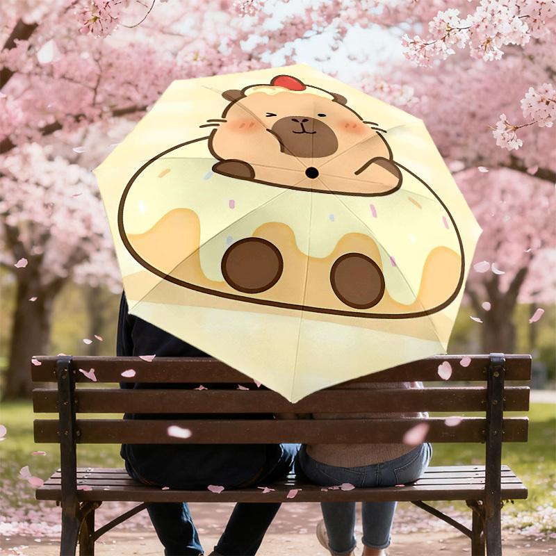 1PC Bear Donut Umbrella-8-Rib Reinforced, Automatic Open, Lightweight & Durable, Cute Fashion Accessory for Outdoor-Y0373