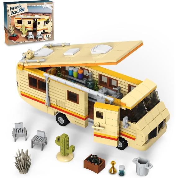 Breaking RV Model Bad Car Building Set, Creative Breaking Merchandise Van Bad Building Bricks Kit for Gifts, Educational DIY Building Set Toy for