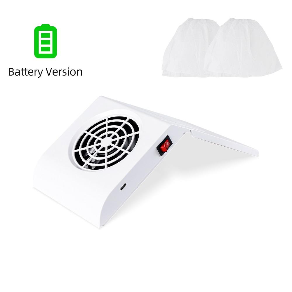 Mini Wireless Nail Dust Collector Portable Nail Vacuum Cleaner Folding Nail Dust Extractor Fan with Dust Filter Bag