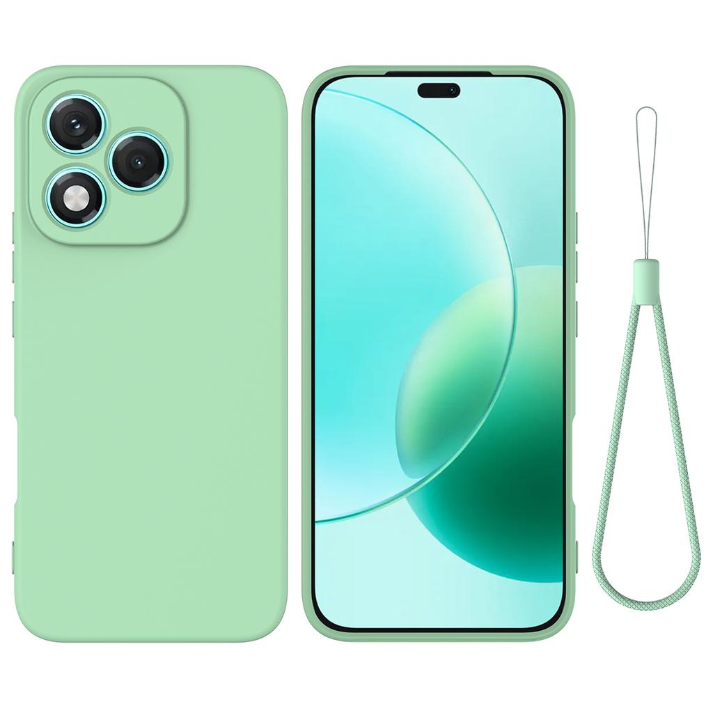 Dla Honor 400 Lite 5G Etui z Płynnego Silikonu Pokrowiec na Tył Telefonu z Paskiem na Rękę