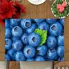 4pcs Realistic Blueberry Print Placemats Vibrant Fresh Berries with Green Leaf Washable Polyester Dining Kitchen Home Decor
