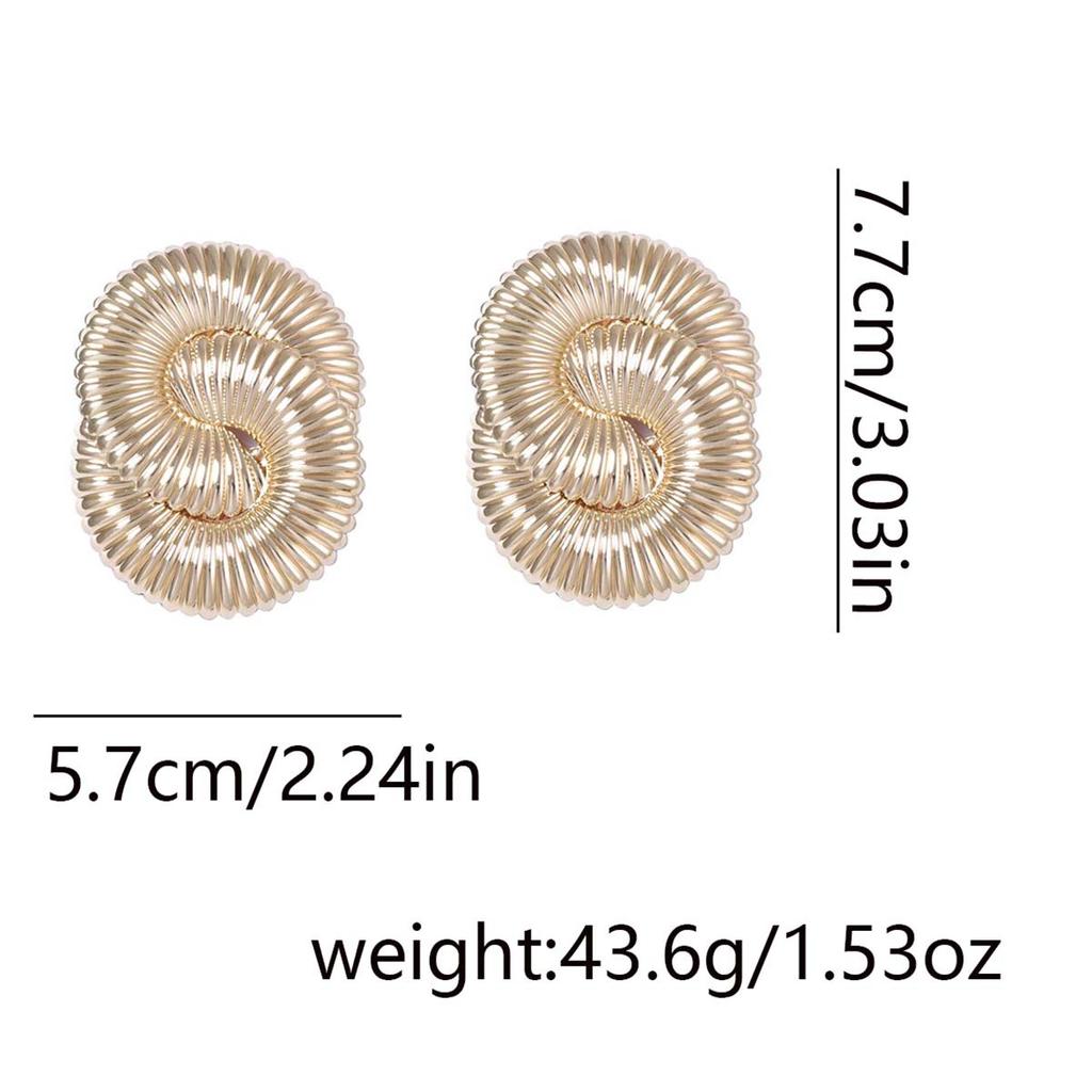 Exaggerated and powerful metal twisted spring wavy stud earrings for ladies, versatile and trendy street style for women