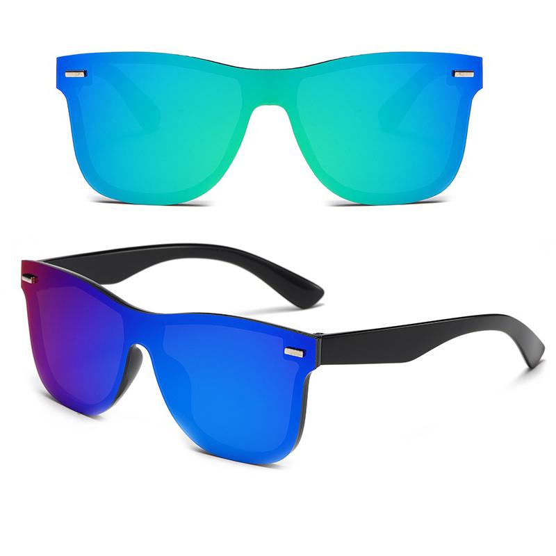 

Luxury Square Sunglasses Men Women Fashion One-piece Sun Glasses Unisex Vintage Mirror Blue Driving Eyewear UV400