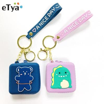 Women's Mini Zipper Coin Pouch Bags Handbag Decorations  Cute Cartoon Silicone Coin Purse for Kids Dinosaur Bear Key Chain
