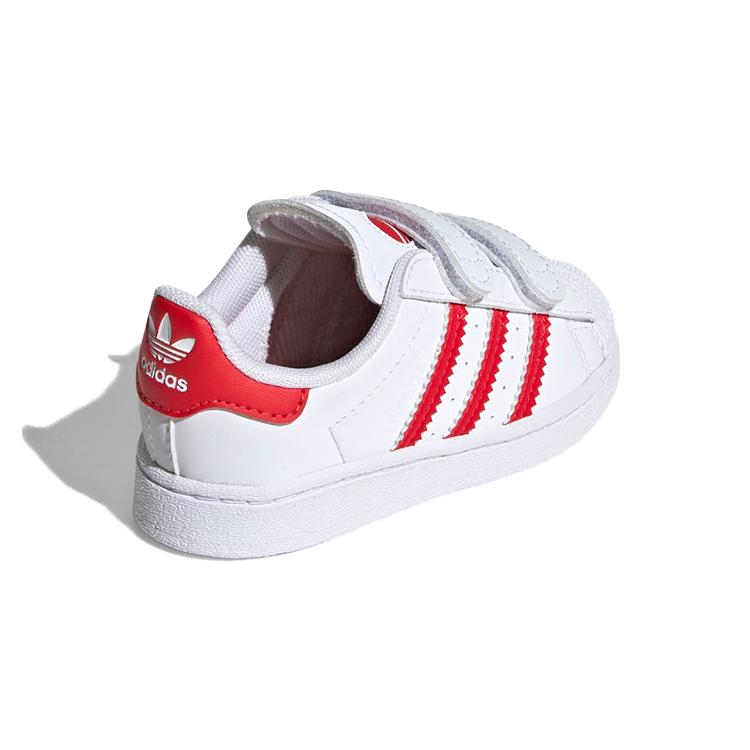 Adidas Originals SUPERSTAR Comfortable Breathable Low top Skateboard Shoes White Red Infant And Toddler FZ0644
