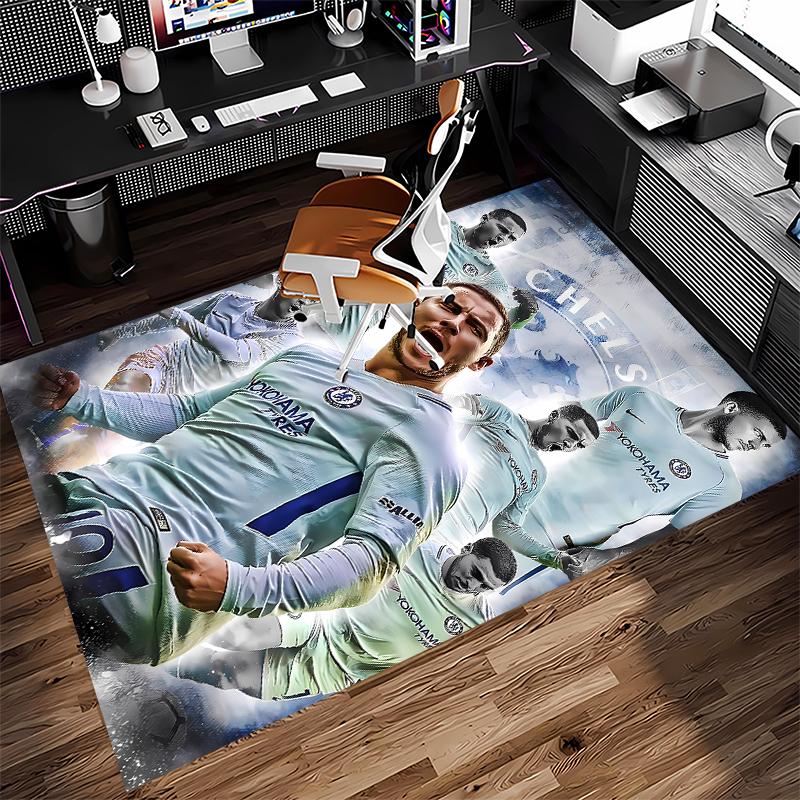 1pc Chelsea FC logo Print Area Rug - Soft,Washable Non-Slip Indoor Mat for Office Chairs,Living Room,Home Office Decorative Rug