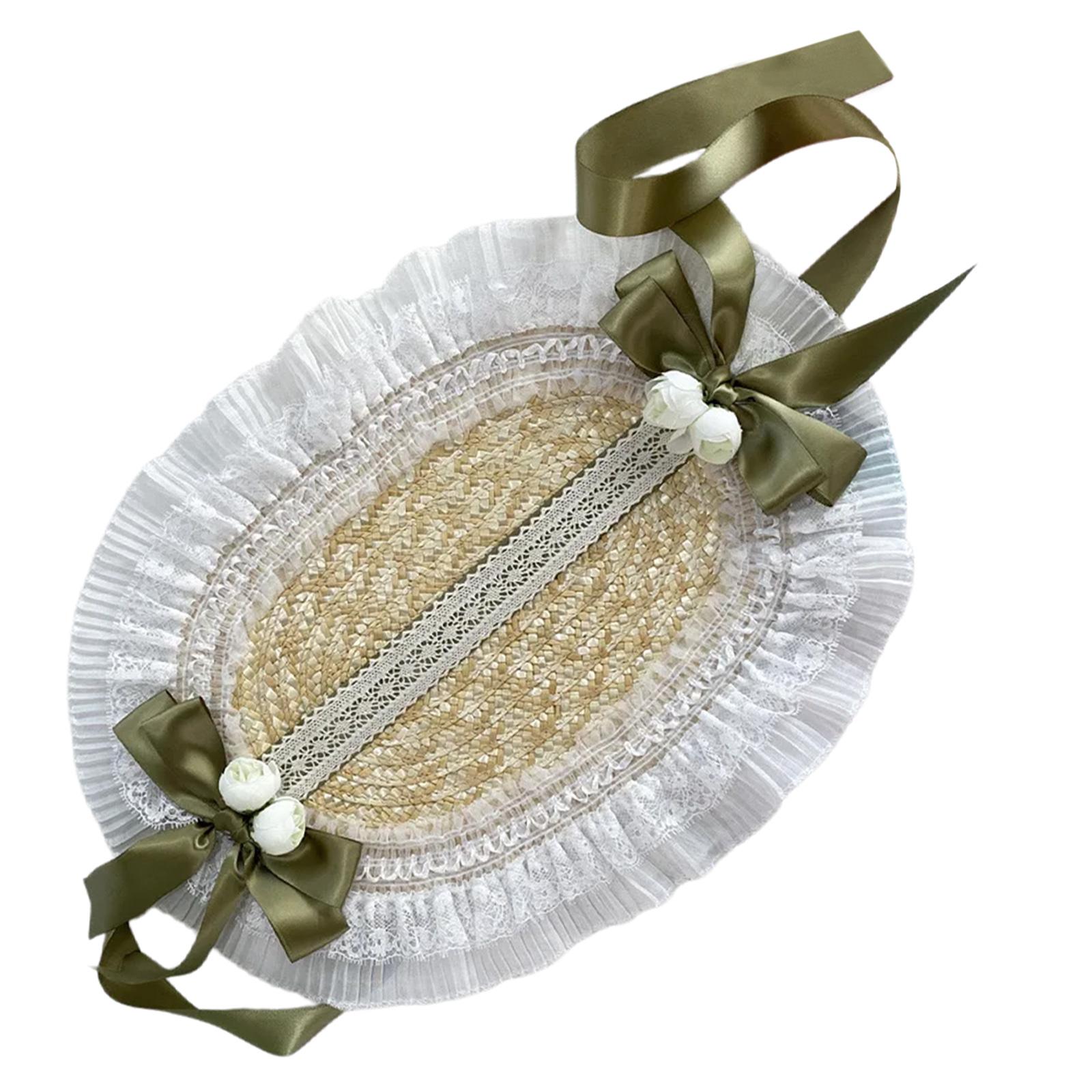 

Соломенная шляпа ручной работы, уникальная шляпа в стиле ретро, романтичная уличная шляпа для повседневной деятельности зелёный