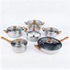Pots Set with Lids Wood Grain Handles Stainless Steel Soup Pots Stovetop Kettle Frying Pan Sauce Pan for Induction Cooker Gas Cooker