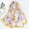 Thin Soft Long Chiffon Scarf Flower Print Beach Scarves Sun Protection Scarf  for Casual Wear
