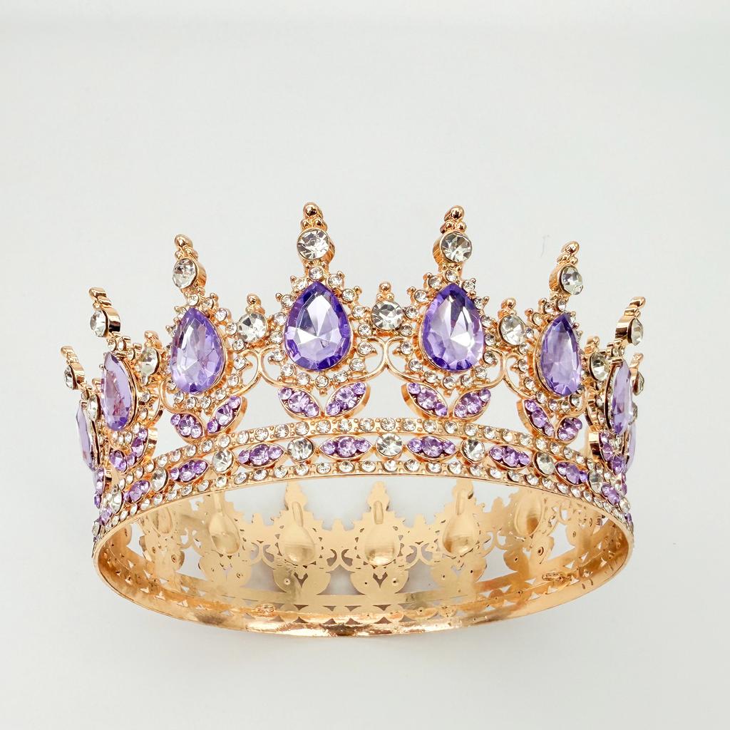 Full Circle Crown Tiara Colorful Baroque Retro Full Diamond Jewelry Wedding Accessories Crown Bridal Crown