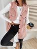 Damen Herbst/Winter Plüschweste mit Revers – Knöpfbar, Imitation Lammwolle, Oberbekleidung für einen schicken, entspannten Look