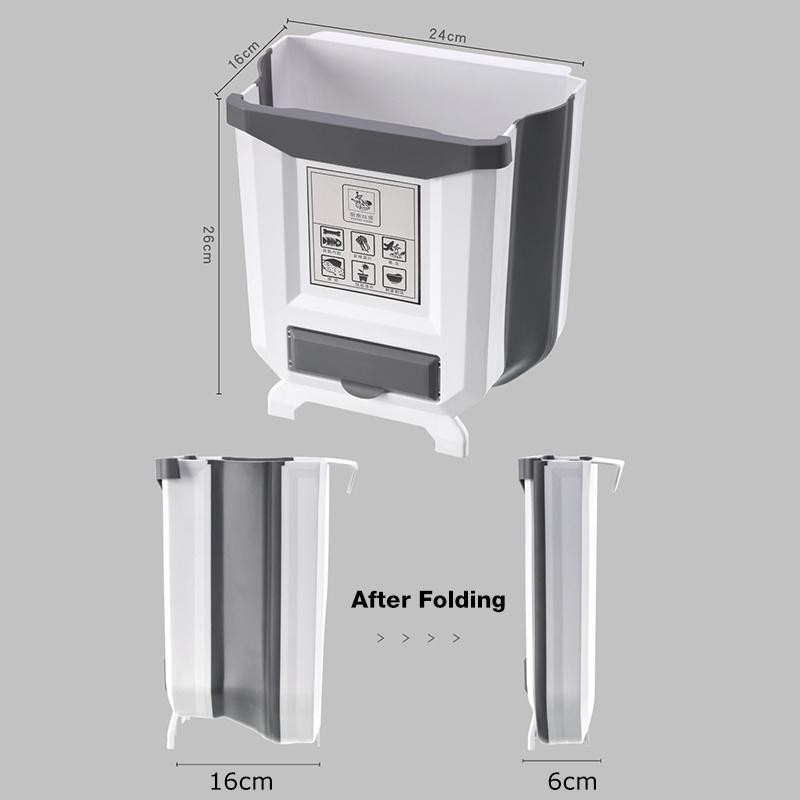Wall-Mounted Folding Trash Can Kitchen Cabinet Door Hanging Trash Can Bathroom Trash Storage Rack Car Folding Trash Can Trash Storage Tool