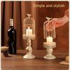White Hollow Lace Candlestick Iron Retro Iron Candle Stand Party Ornament Use