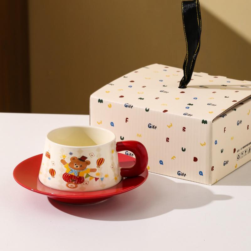 Zirkus Hochwertiges Keramik Kaffeetasse Untertasse Set Geschenk Frisch und Niedlich Kunst Keramiktasse Geburtstags-Souvenir