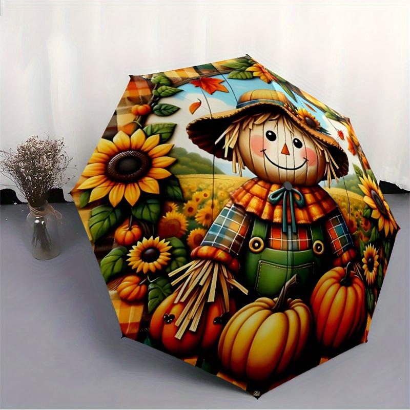 1pc Scarecrow Fall Decor Automatic Umbrella 8-Bone Design Compact Gear for Outdoor Travel, Perfect Holiday Gift  yy250827069