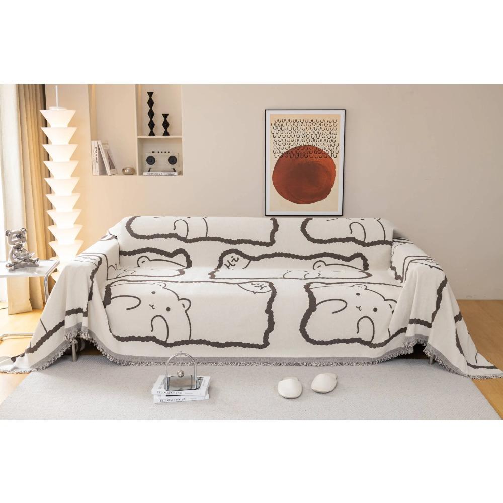 1pc Sofa Cover, Universal Sofa Slipcover For All Seasons, Non-slip Sofa Cover Blanket, Sofa Cushion Protective Cover, Suitable F